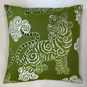 Tibetan tiger pillow cover-cut velvet pillow cover-bengal velvet pillow-velvet pillow-green velvet pillow-tiger pillow-bengal pillow-USAmade