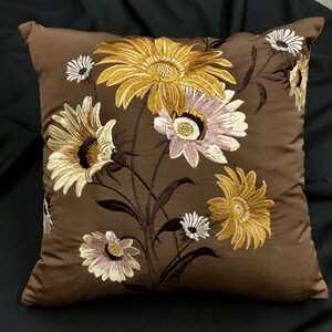 embroidered polyester pillow cover-16&quot; heavily embroidered pillow-decorative pillow-throw pillow-floral embroidered pillow cover