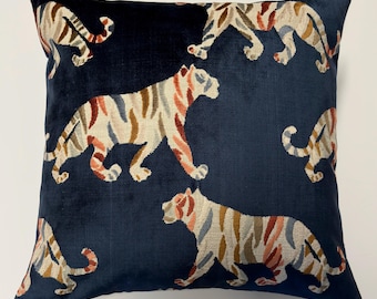 Navy Tiger pillow cover only,Navy velvet pillow,Tiger pillow, navy pillow, velvet tiger pillow, rainbow tiger pillow,velvet pillow
