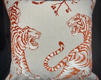 Tiger pillow cover-velvet pillow cover-jungle pillow-animal pillow-velvet pillow-made in Usa-throw pillow-orange pillow-orange tiger pillow