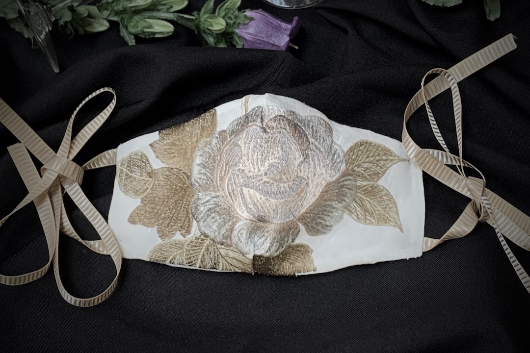 Embroidered Linen Masklinen Maskbridal Maskwedding Maskivory