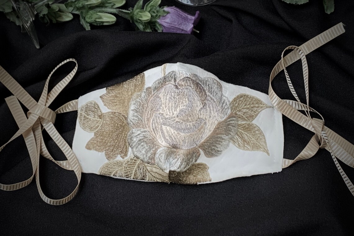 Embroidered Linen Masklinen Maskbridal Maskwedding Etsy