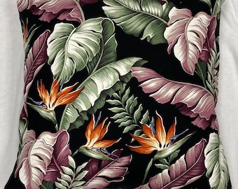 cotton tropical pillow cover-palm leaf pillow cover-indoor tropical pillow cover-hawaiian pillow-coastal pillow cover-bark cloth pillow-USA