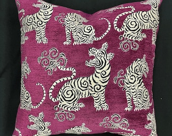 Chinese tiger pillow cover-velvet tiger pillow cover-bengal tiger velvet pillow-burmese tiger pillow-tiger pillow-tiger pillow-purple pillow