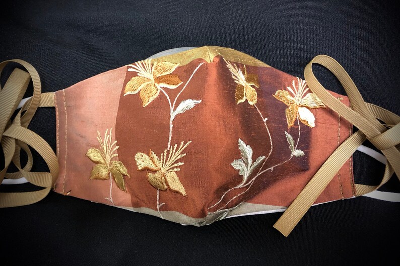 Embroidered Silk Masksilk Maskembroidered Silk Face Etsy