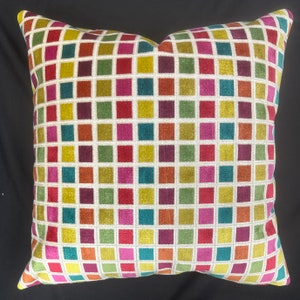 Modern pillow velvet pillow cover-jacquard velvet pillow-multi-colored velvet pillow-geometric pillow--mid-century modern pillow-rainbow
