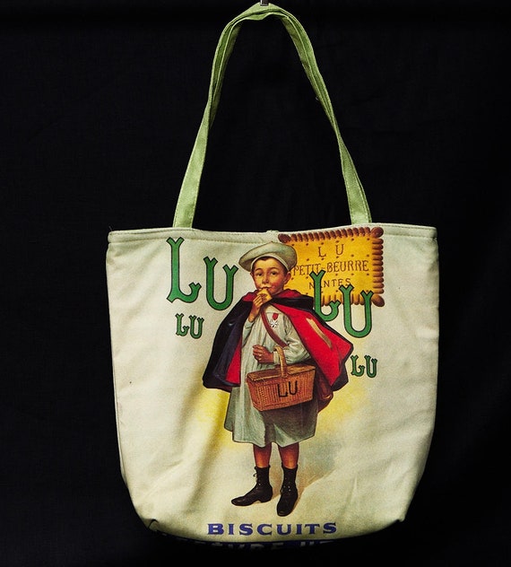 tote bag Lulu carry all digitally printed bag purse grocery bag vintage printed bag shoulder bag travel bag