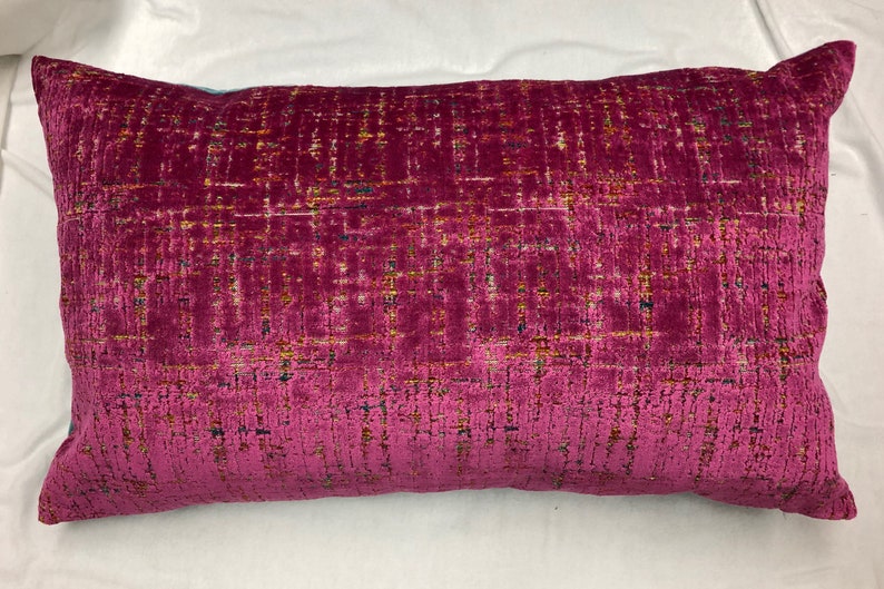 embroidered cotton pillow cover-cut velvet pillow cover-coordinating pillows-fuschia velvet pillow-velvet pillow cover-matching pillows-USA image 5