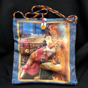 Bolso de mano - gitano - bolso pequeño bandolera - pequeño tote cuadrado - vintage cartel tote - gitano cartel tote - Hecho en EE.UU. - cary pequeño todo -