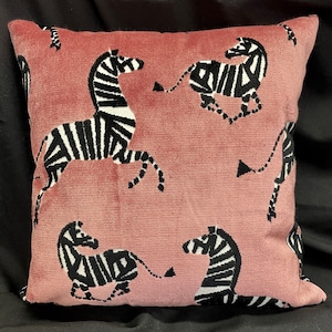 zebra pillow cover-blush zebra pillow-coral colored pillow-velvet zebra pillow-blush velvet pillow-cut velvet pillow-velvet cover-USA made