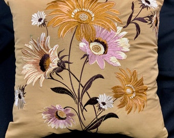 embroidered polyester pillow cover-16" heavily embroidered pillow-decorative pillow-throw pillow-floral embroidered pillow cover