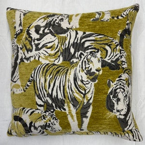 Jungle tiger pillow-velvet tiger pillow cover-tiger pillow-citron velvet pillow-green tiger pillow-green pillow-chenille tiger pillow-USA