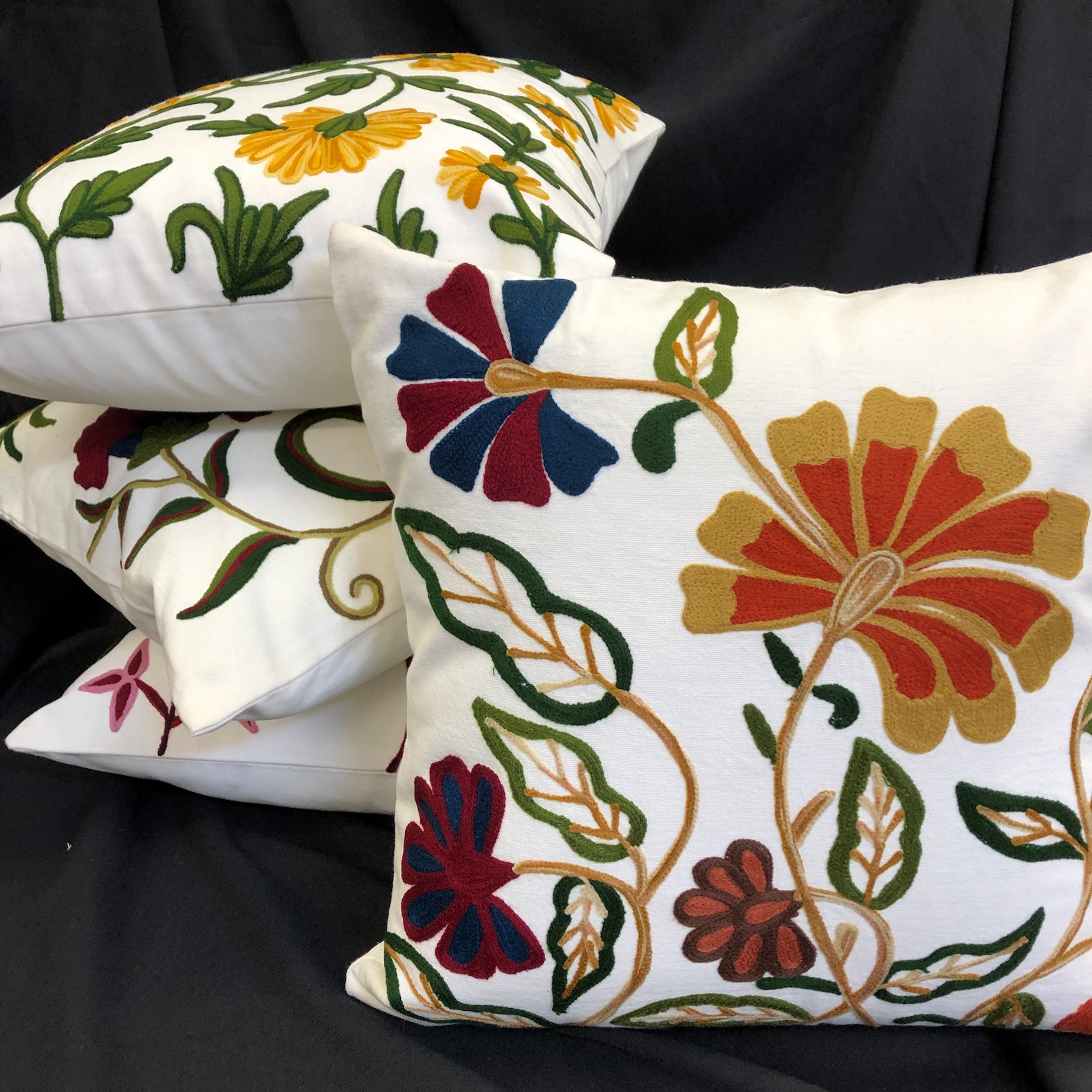 Crewel Embroidered Pillow Cover18 Decorative Etsy
