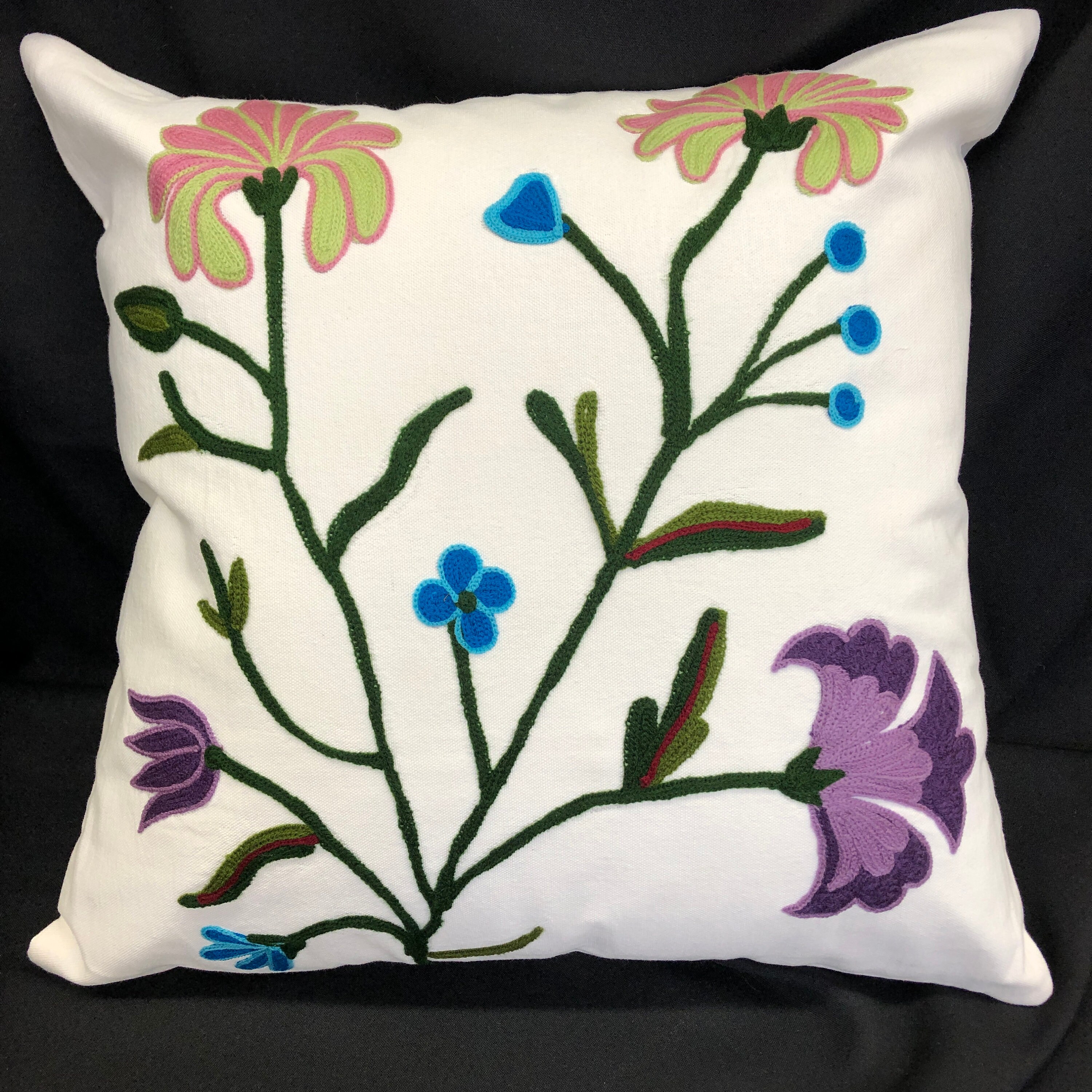 Crewel Embroidered Pillow Cover18 Decorative Etsy