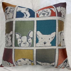 Funda de almohada para perro - Almohada con diseño de perro - Cama para perro - Bonita almohada de jacquard para perro - Almohada con diseño de raza de perro - Almohada con diseño de cachorro - Fabricada en EE. UU. - Funda de perro azul - Almohada verde azulado