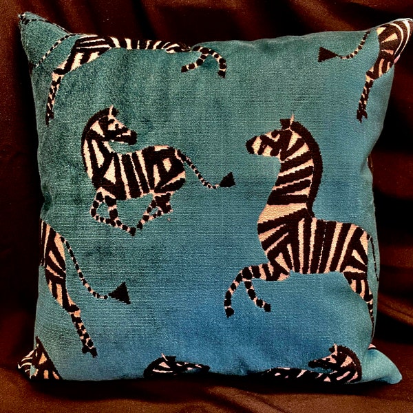 Zebra pillow cover-cut velvet pillow cover-zebra velvet pillow-velvet pillow-made in Usa-pillow-toss pillow-animal pillow-teal pillow-USA