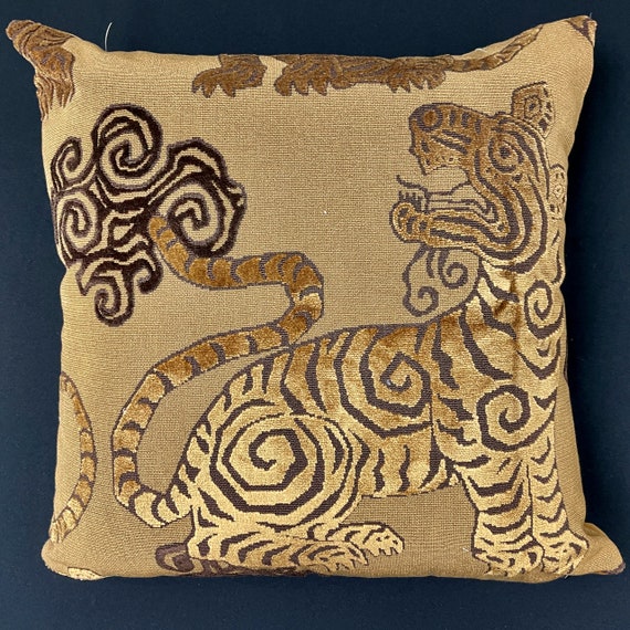 Tibetan Tiger Pillow Cover cut Velvet Pillow Cover bengal Velvet Pillow velvet Pillow made in Usa tiger Pillow chines Tiger Pillow usa Made Etsy