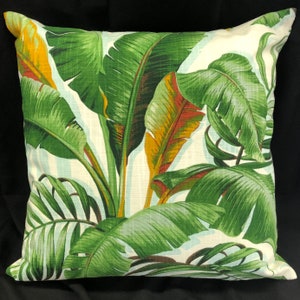 cotton tropical pillow cover-palm leaf pillow cover-indoor tropical pillow cover-hawaiian pillow-coastal pillow cover-made in USA-slubbed