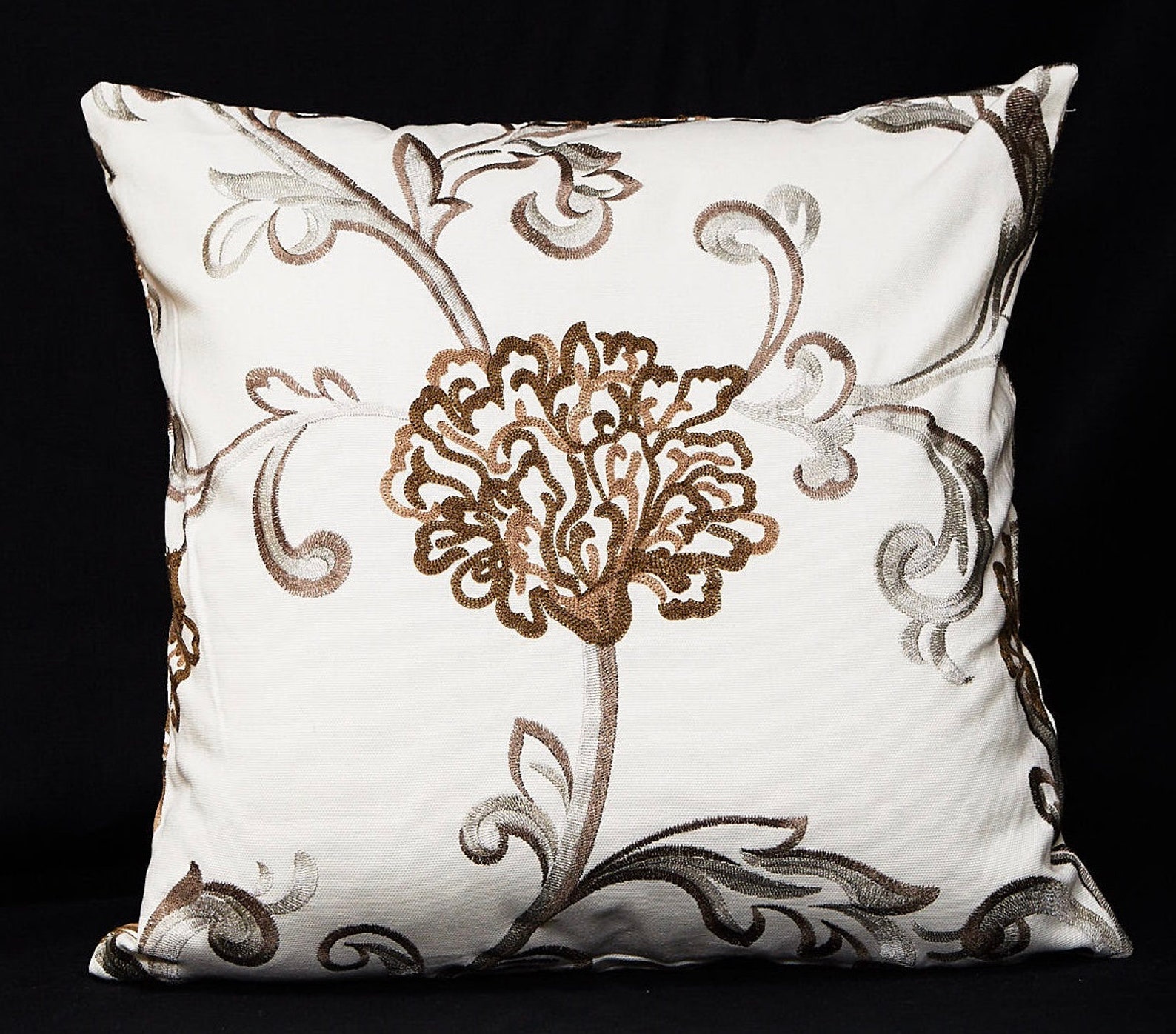 Crewel Embroidered Pillow Cover-20 Square Throw - Etsy