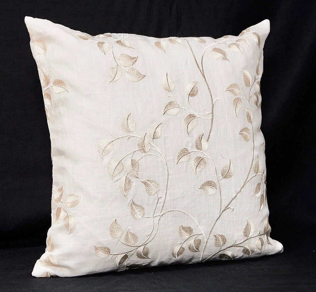 Embroidered Linen Pillow Cover Embroidered Pillowlinen Etsy