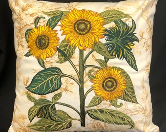 geborduurde kussensloop met lentebloemen - 18" vierkant kussen - geborduurd kussen - bloemenkussen - zonnebloem - decoratieve kussensloop alleen gemaakt in de VS