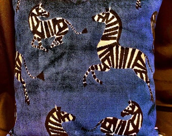 Zebra pillow cover-cut velvet pillow cover-zebra velvet pillow-velvet pillow-made in Usa-pillow-toss pillow-animal pillow-navy pillow-USA