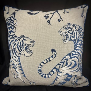 Tiger pillow cover-velvet pillow cover-jungle pillow-animal pillow-velvet pillow-made in Usa-throw pillow-blue pillow-blue tiger pillow