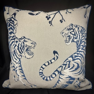 Tiger pillow cover-velvet pillow cover-jungle pillow-animal pillow-velvet pillow-made in Usa-throw pillow-blue pillow-blue tiger pillow