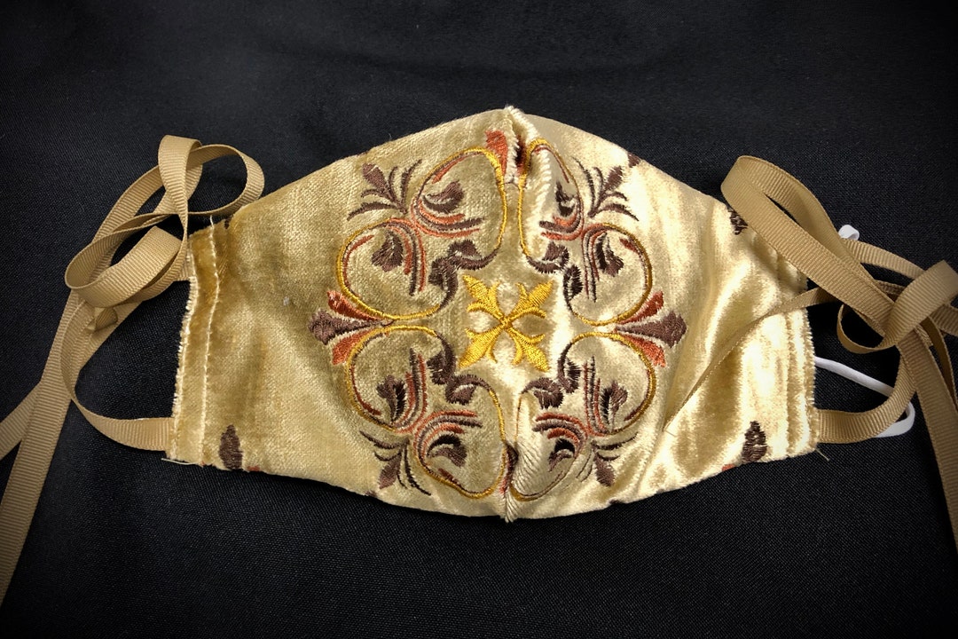 Gold Velvet Maskembroidered Velvet Maskvelvet Face Coveringvelvet
