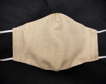 silk face covering-menswear mask-3 layer-filter pocket-nose wire-adjustable-beige suit mask-silk menswear mask-made in Usa-beige mens mask