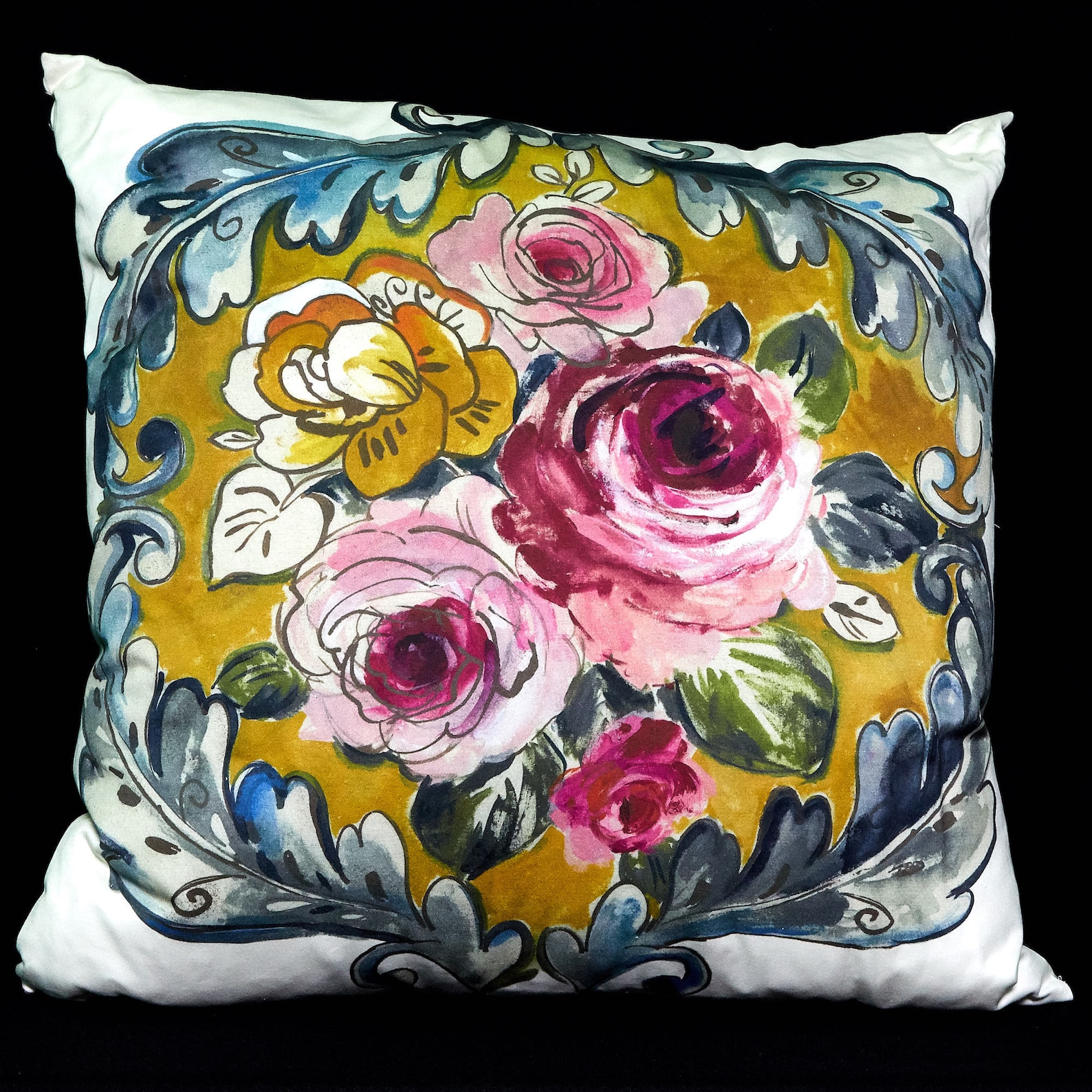 Floral Cotton Pillow Coverthrow Pillowsofa Pillow21 Etsy