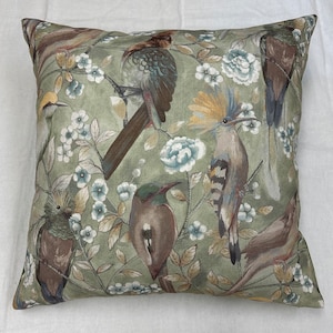 bird pillow cover-bird pillow-blue pillow-green bird pillow-green and blue pillow-bird scene pillow-hummingbird pillow-parakeet pillow-USA