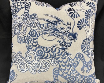 Chinese dragon pillow cover/navy dragon pillow cover/Dragon velvet pillow/velvet pillow/made in Usa/blue dragon pillow/Navy pillow cover