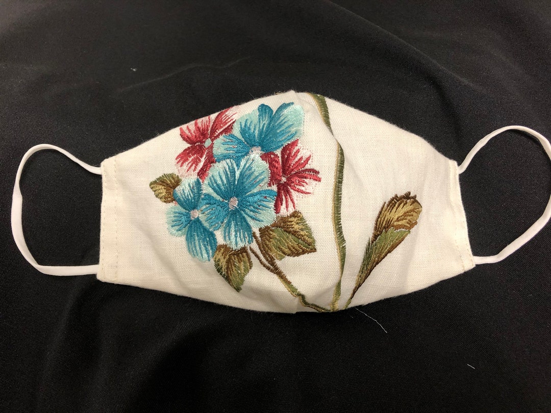 Linen Masklinen Floral Maskembroidered Linen Maskred Floral Mask