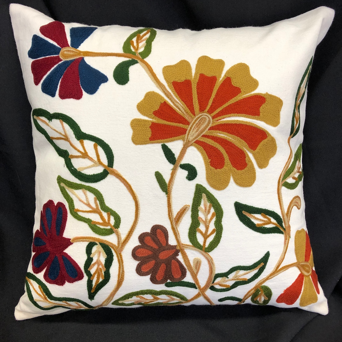 Crewel embroidered pillow cover18 decorative Etsy
