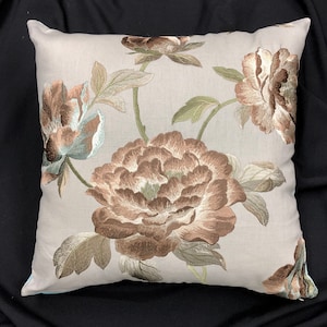 embroidered linen pillow cover-21&quot; square pillow-linen pillow-embroidered pillow-sofa pillow-decorative pillow-cover only-Made in USA. #100