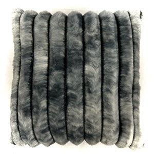 faux fur pillow cover, faux fur pillow, soft fur pillow, fluffy fur pillow, puffer fur pillow, grey fur pillow, charcoal fur pillow,USA made