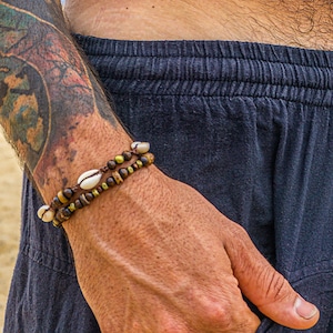 Surf Summer Bracelet Set For Men - Seashell Beaded Pirate Bracelet - Handmade Matching Bracelet Set - Cowrie Shell Festival Beach Bracelet