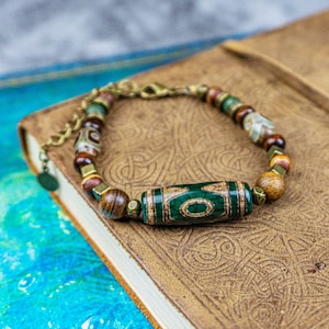 Third Eye Energy Bracelet For Men- Mens Gemstone And Wooden Bead Boho Wish Bracelet- Healing Spiritual Good Luck Bracelet- Yoga Bracelet