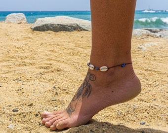 Boho Hippie Summer Anklet Bracelet - Simple Seashell Anklet For Women - Cowrie Shell Anklet - Water Proof Adjustable Anklet- Mermaid Jewelry