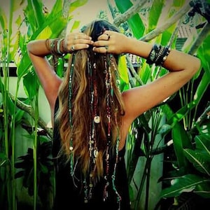 Colorful Woven Macrame Hair Wrap- Hippie Festival Clip in Hair- Charm Feathers Bohemian Hair Accessories- Dreadlock Extensions- Hairwraps