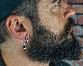 Stainless Steel Bamboo Designer Hoop Earring for Men- Mens Dangle