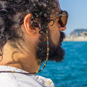 Boho kralen glazen ketting-houten kraal glazen houder-hout en edelsteen trendy masker ketting-zonnebril stijlvolle ketting-brillen ketting