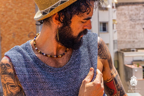 Mens Surfer Choker Necklace Wooden Bead Short Hippie Beach - Etsy Finland