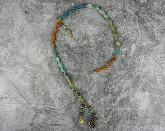 Colorful Woven Macrame Hair Wrap- Hippie Festival Clip in Hair Extension- Beaded Charm Hair Accessories- Dreadlock Extensions- Hair Braid