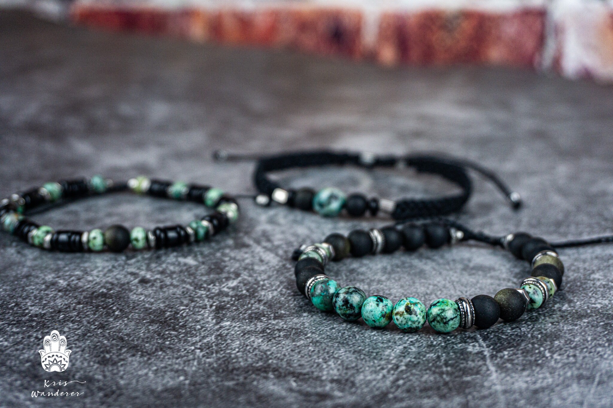 Elegant Green and Black Bracelets with Pearl Accents Aventurine Green, Black Onyx, Choice of Silver-Copper-Gold  main image 2