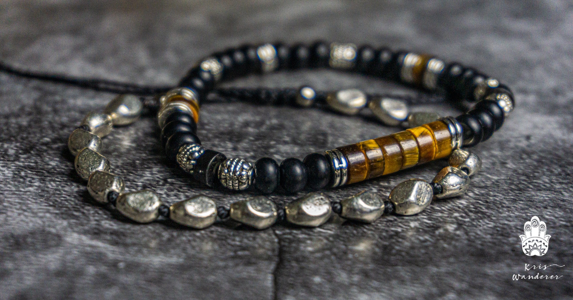 Dream Bracelet Set for Men Black Onyx Tigers Eye Gemstone - Etsy