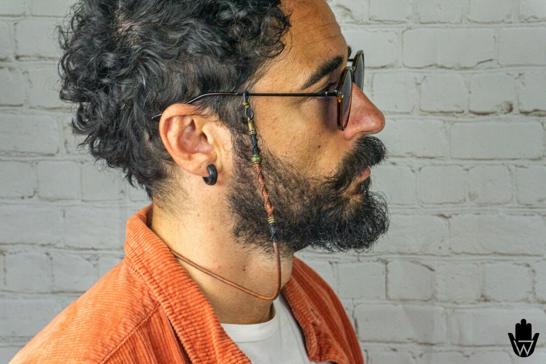 Handmade Leather Glasses Holder for Men Macrame Leather Cord Sunglasses Chain Mens Genuine