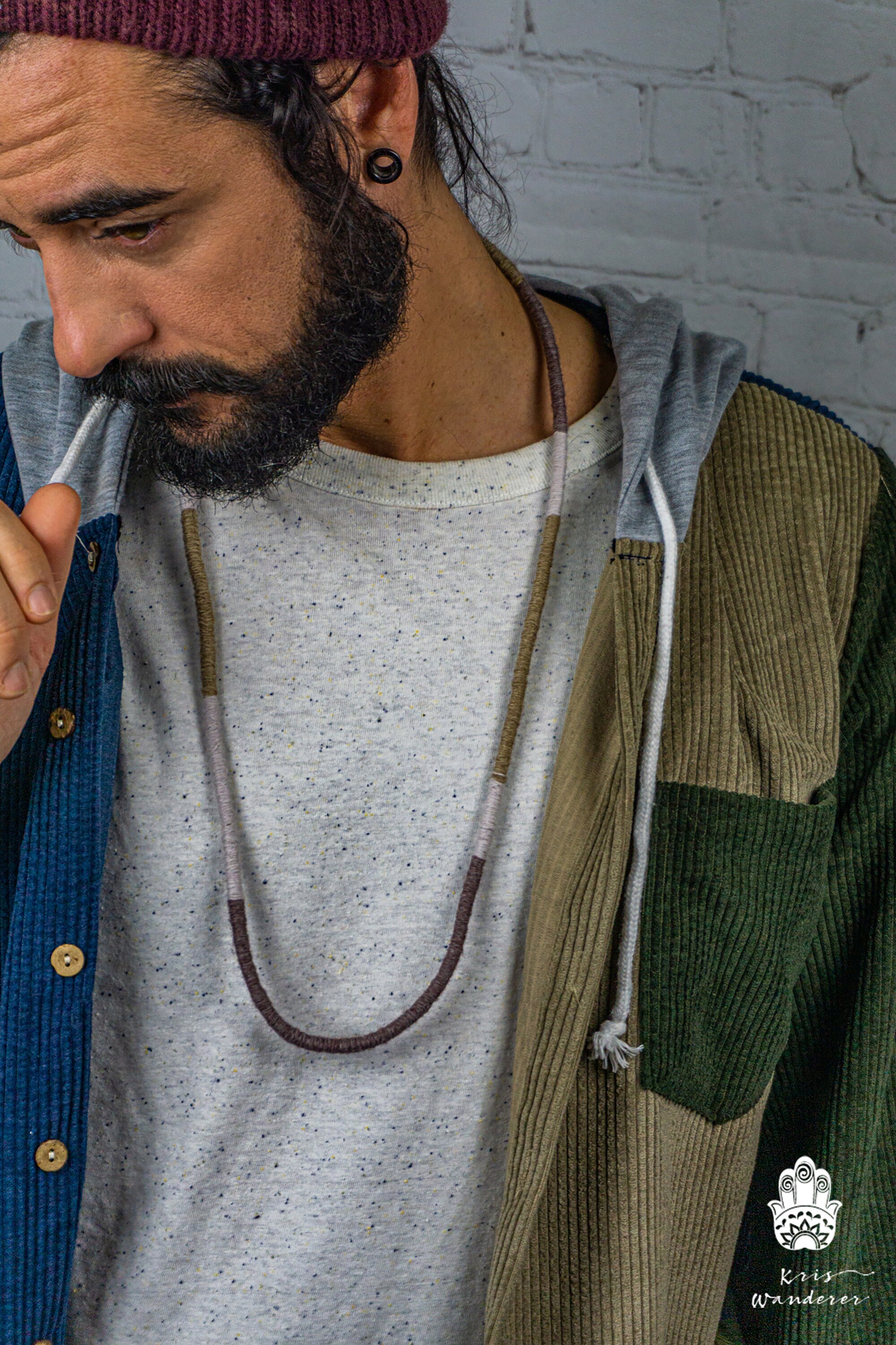 Unique Handwoven Wool Necklace for Men Mens Winter Fall | Etsy