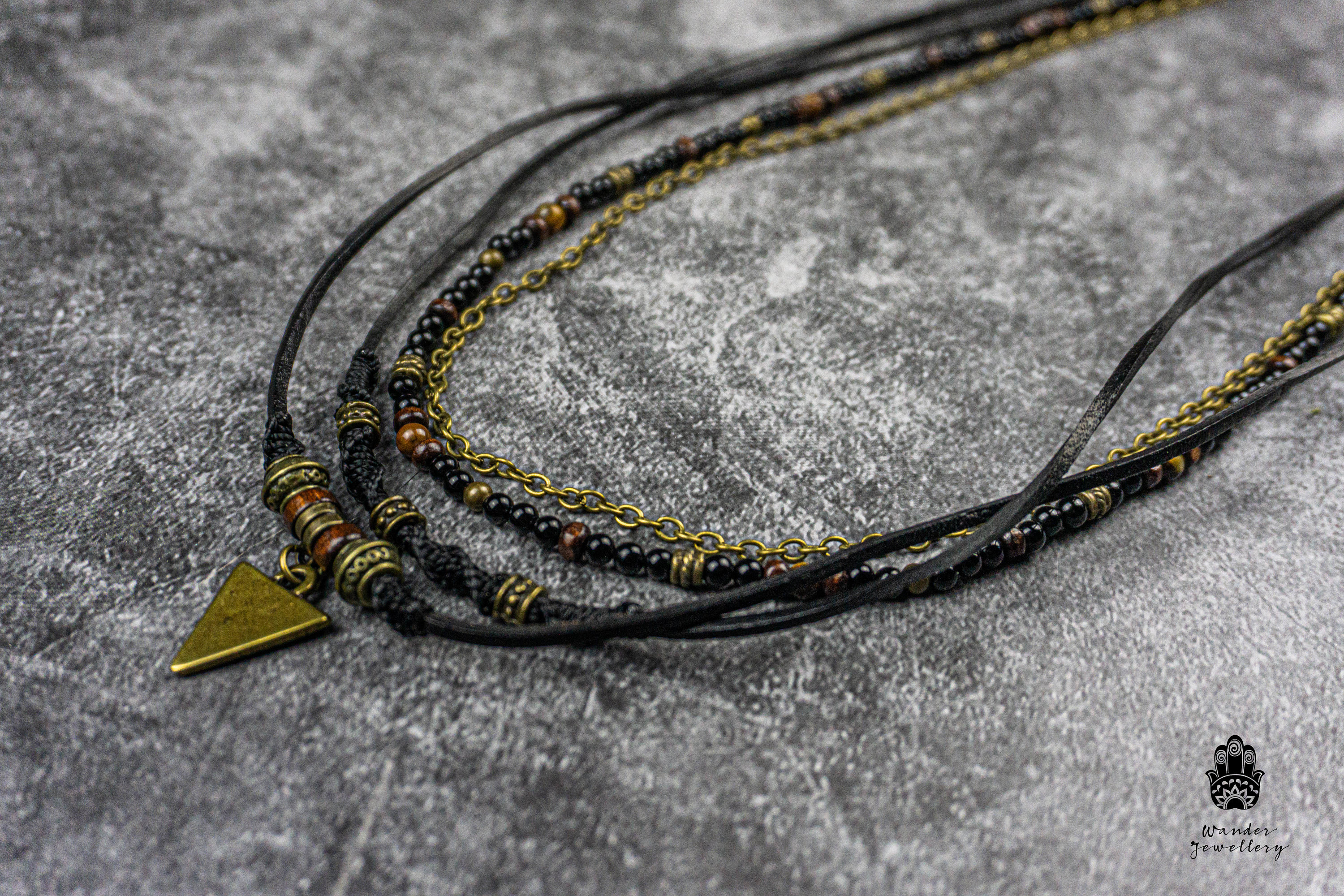 Mens Boho Black Onyx Layered Necklace Set Leather Gemstone Bead Chain  Multistrand Urban Pirate Necklace for Men Goth Beaded Charm Necklace - Etsy